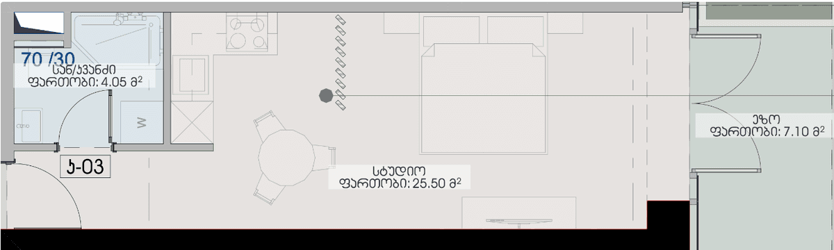 Студия, 36.65 м², 4 этаж в ЖК "Geuz Towers"