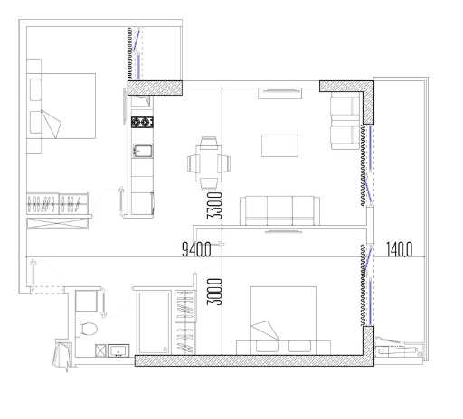 3-bedroom apartment, 72.6 m², 19 floor in "Intourist Residence"