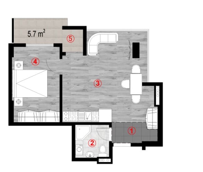 1-комнатная квартира, 49.6 м², 10 этаж в ЖК "Green Cape"