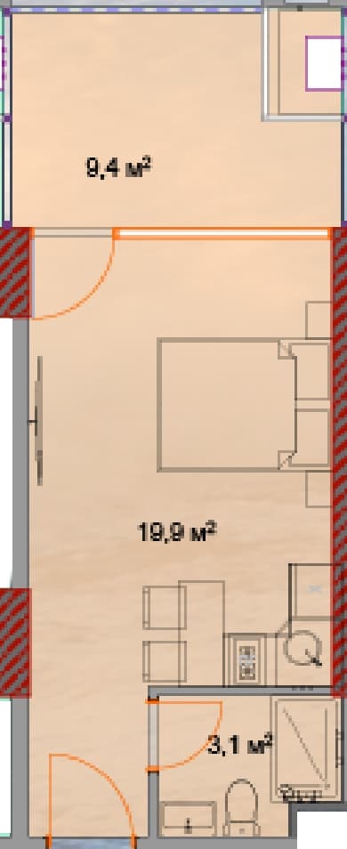 Студия, 33.1 м², 18 этаж в ЖК "Horizon Grand Residence"