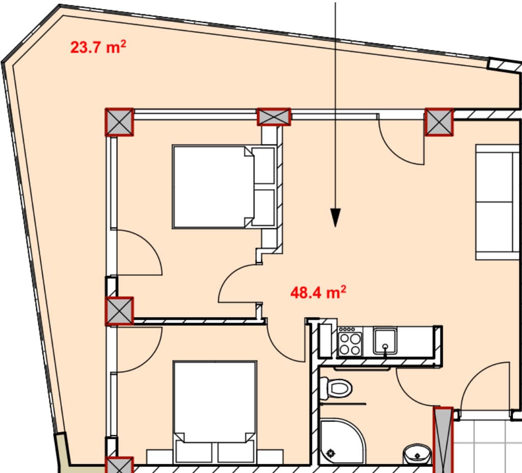 2-комнатная квартира, 71.9 м², 8 этаж в ЖК "Green Side Gonio"
