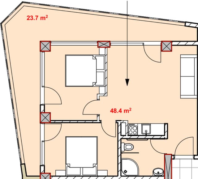 2-bedroom apartment, 71.9 m², 8 floor in "Green Side Gonio"