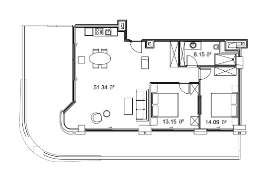 2-bedroom apartment, 147.48 m², 12 floor in "Next Collection"