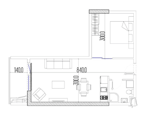 2-bedroom apartment, 40 m², 20 floor in "Intourist Residence"