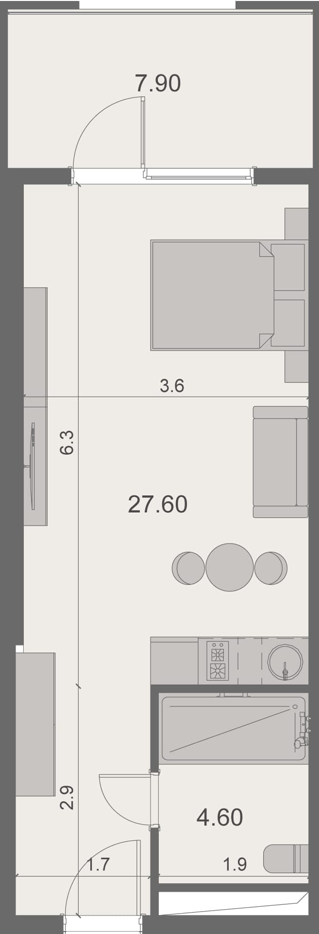 Студия, 40.1 м², 12 этаж в ЖК "Stay & Rent"