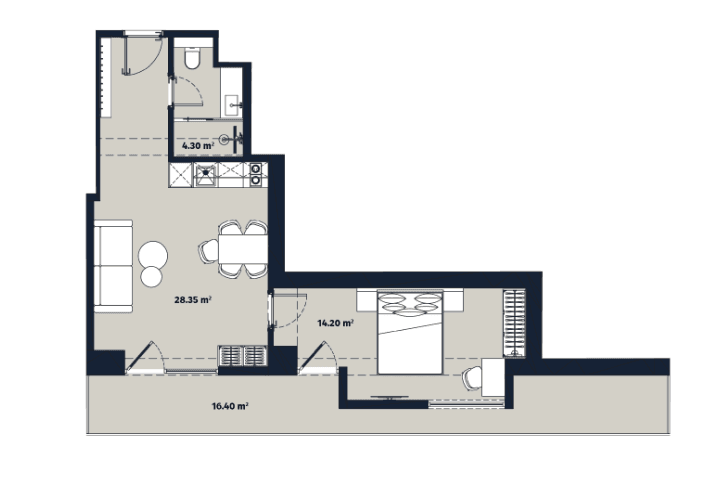 1-комнатная квартира, 63.25 м², 23 этаж в ЖК "Alliance Renaissance"