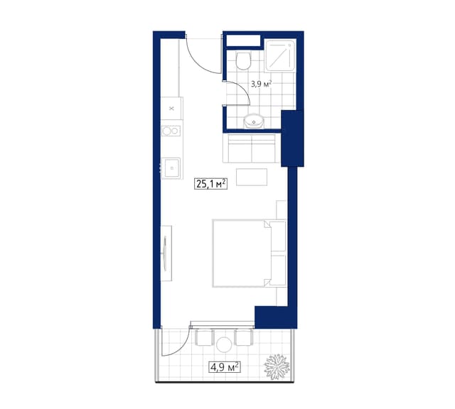 studio, 30 m², 37 floor in "Calligraphy Towers"