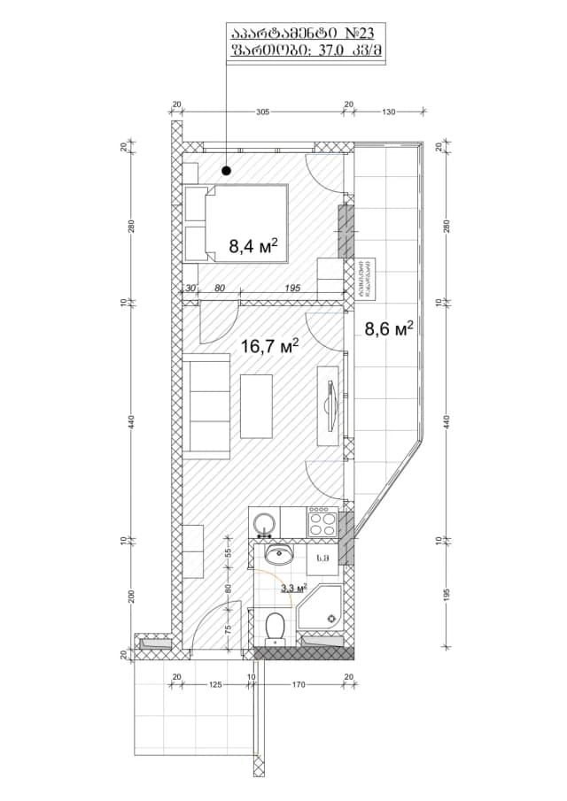 1-комнатная квартира, 38.2 м², 9 этаж в ЖК "Black sea Line Residence"