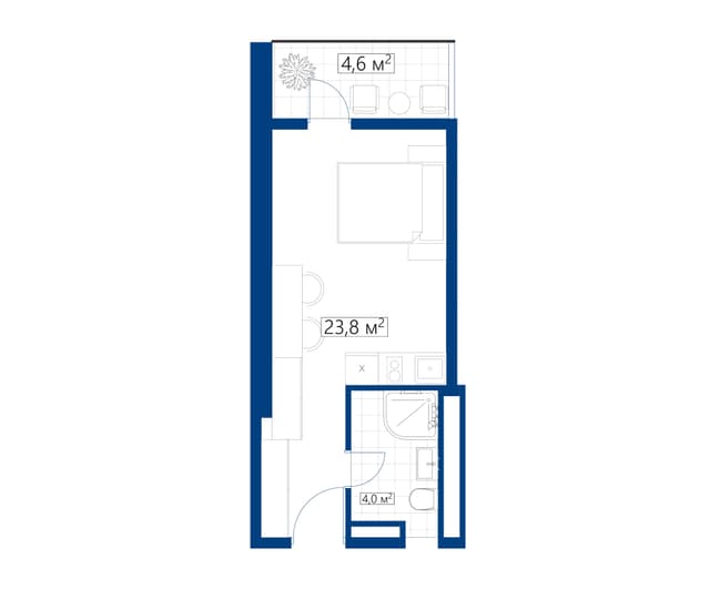 studio, 28.4 m², 33 floor in "Calligraphy Towers"