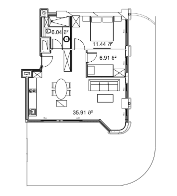 2-bedroom apartment, 124.41 m², 14 floor in "Next Collection"