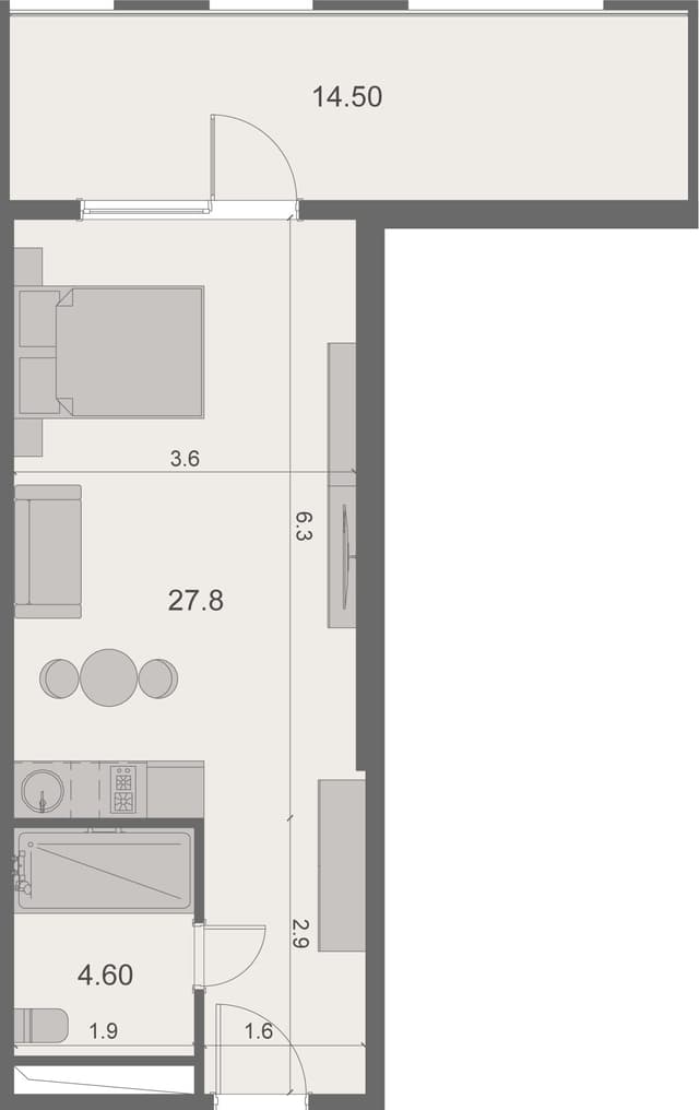 1-bedroom apartment, 79.2 m², 13 floor in "Stay & Rent"