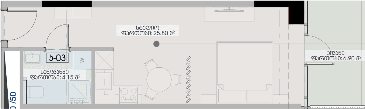Студия, 36.85 м², 37 этаж в ЖК "Geuz Towers"
