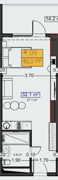studio, 46.3 m², 3 floor in "Stay & Rent"