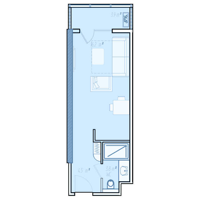 studio, 32.2 m², 16 floor in "BlueSky Tower"
