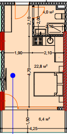 studio, 34.3 m², 6 floor in "Lagoon Resort"