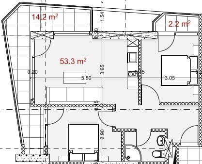 2-комнатная квартира, 69.7 м², 5 этаж в ЖК "Green Side Gonio"