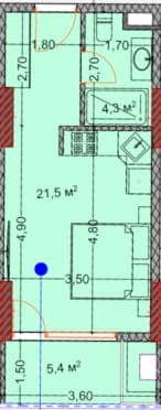 Студия, 30.9 м², 28 этаж в ЖК "OKTO Art House"