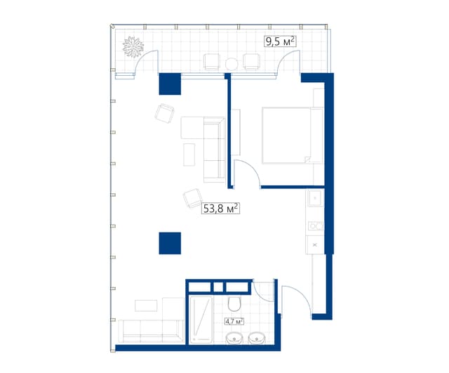 1-bedroom apartment, 63.3 m², 26 floor in "Calligraphy Towers"