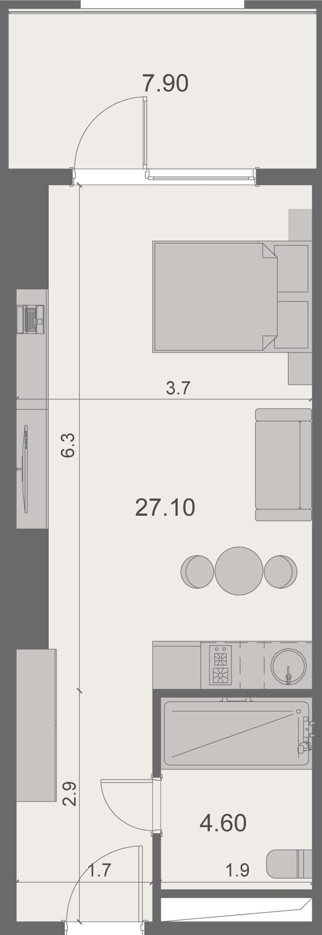 , 39.5 מ״ר, קומה 13 בStay & Rent