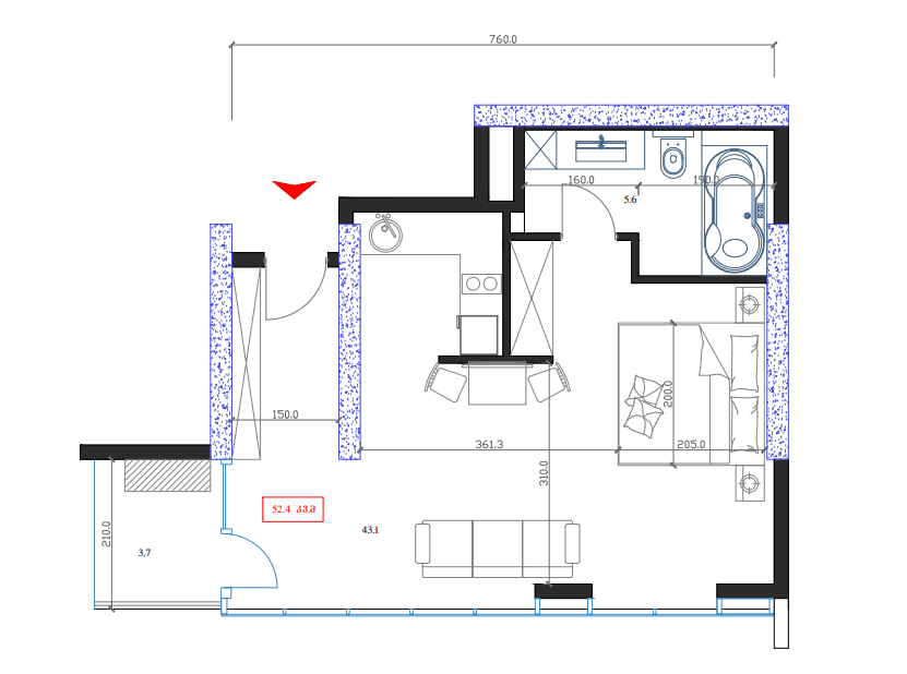 Студия, 52.4 м², 7 этаж в ЖК "Marina Club"
