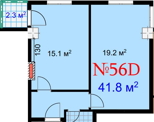 1-комнатная квартира, 44.1 м², 17 этаж в ЖК "Mardi City Center"