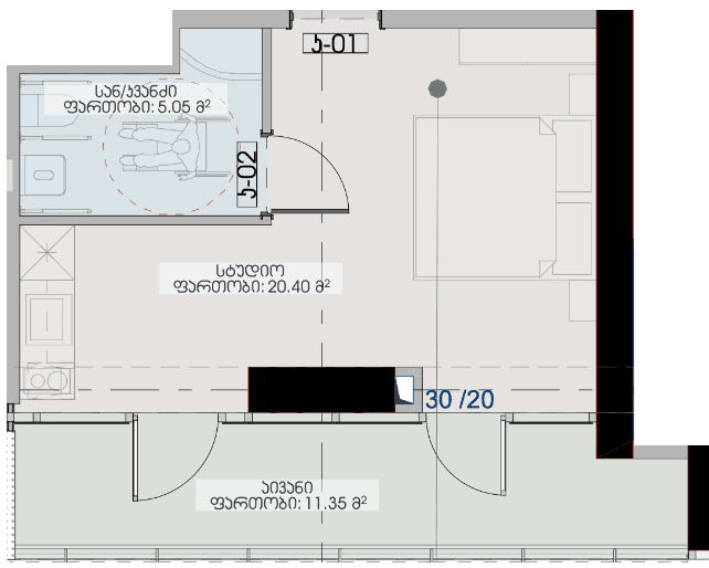 Студия, 36.8 м², 12 этаж в ЖК "Geuz Towers"