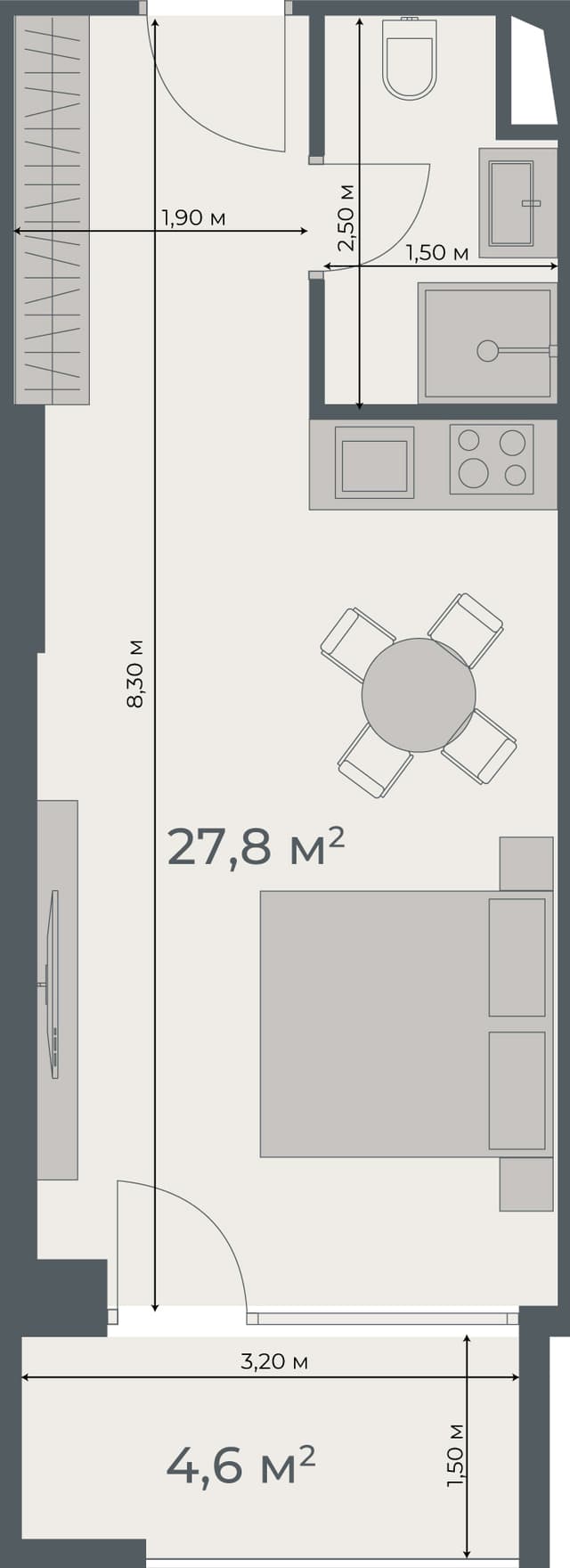 Студия, 32.4 м², 21 этаж в ЖК "One"