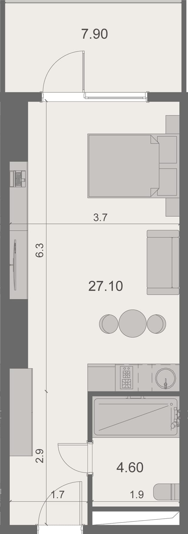, 39.5 מ״ר, קומה 13 בStay & Rent