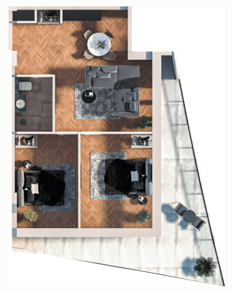 2-комнатная квартира, 91.36 м², 12 этаж в ЖК "Boulevard Point"