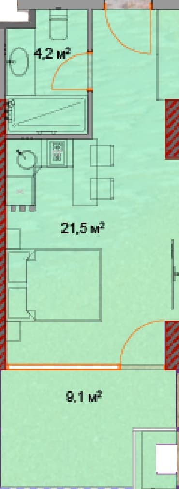 studio, 35.6 m², 17 floor in "Horizon Grand Residence"