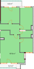 3-bedroom apartment, 109.8 m², 15 floor in "Modern Residence"