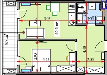 1-комнатная квартира, 60.2 м², 23 этаж в ЖК "Real Palace Blue"