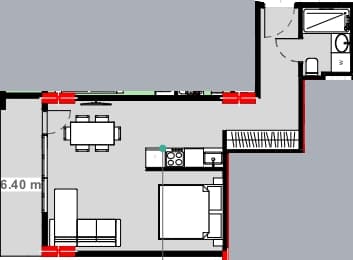 studio, 42.95 m², 18 floor in "Lemon Garden"