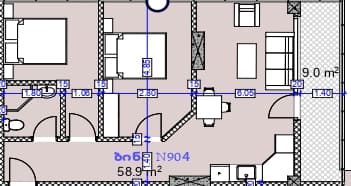 2-комнатная квартира, 67.9 м², 12 этаж в ЖК "Modern Ultra"