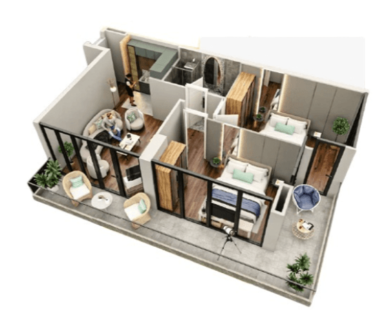 2-комнатная квартира, 73.14 м², 3 этаж в ЖК "Tekto Rakurs"