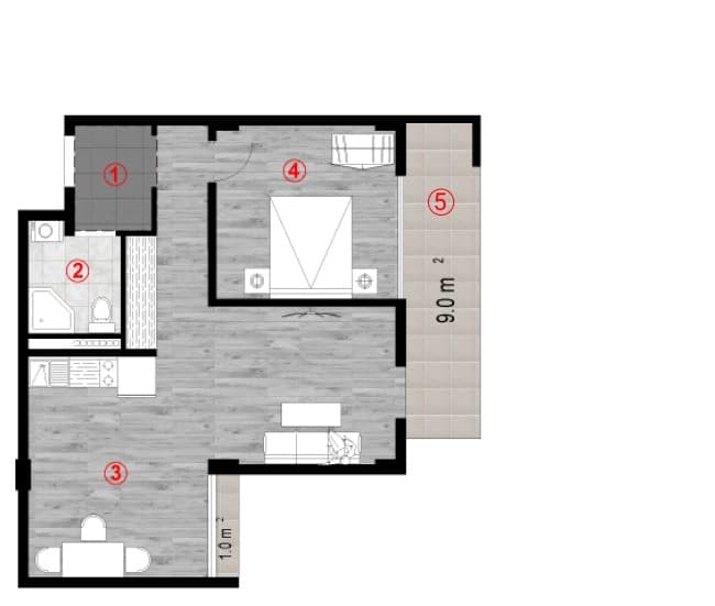 1-комнатная квартира, 62 м², 7 этаж в ЖК "Green Cape"