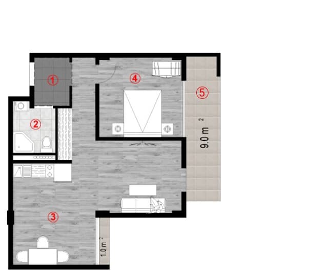 1-комнатная квартира, 62 м², 7 этаж в ЖК "Green Cape"