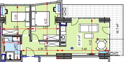 2-комнатная квартира, 78.7 м², 28 этаж в ЖК "Real Palace Blue"