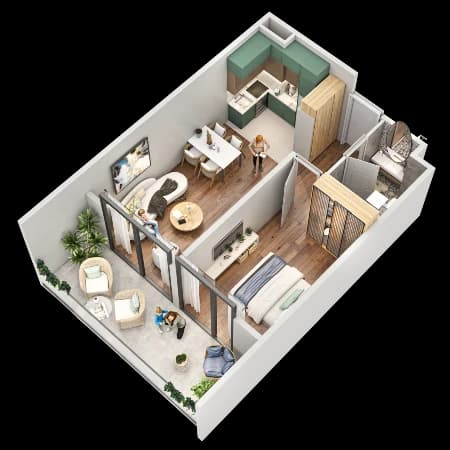 1-bedroom apartment, 54.5 m², 18 floor in "Tekto Franco"